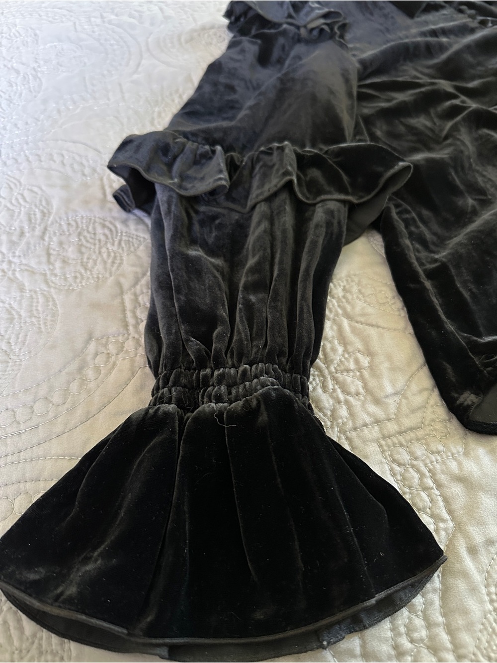 Frame Black Velvet Ruffle Button-Down Blouse - Picture 6 of 8